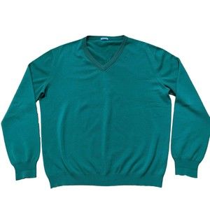 Malo Firenze Mens Luxurious Cashmere Sweater Size XXL  IT 56 v-neck Made Italy